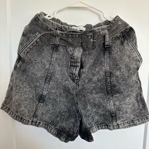 Zara High-Waisted Black Acid Wash Jean Shorts